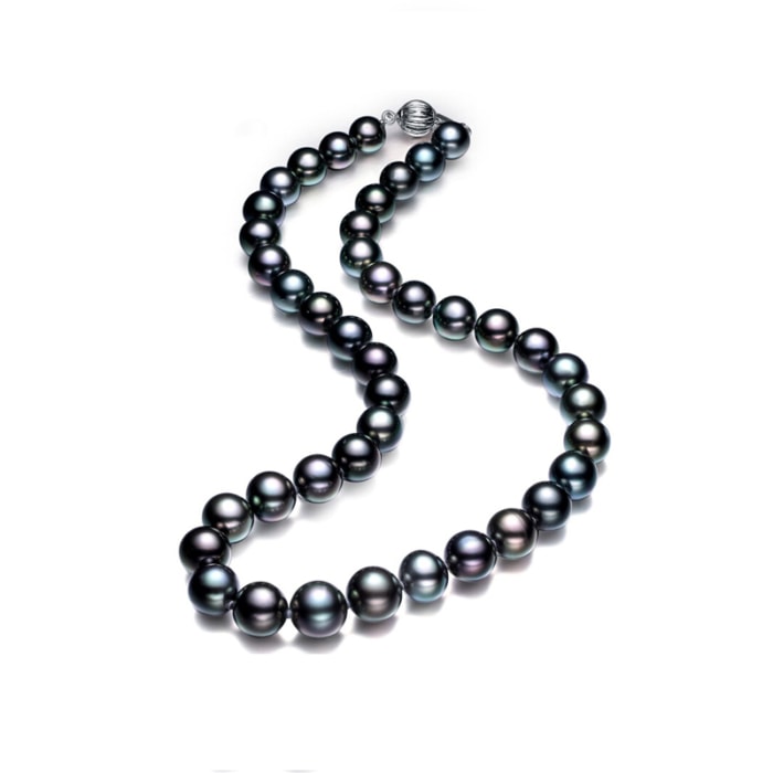 9.0-12.0mm AAA Runden Schwarze Tahiti perlen kette