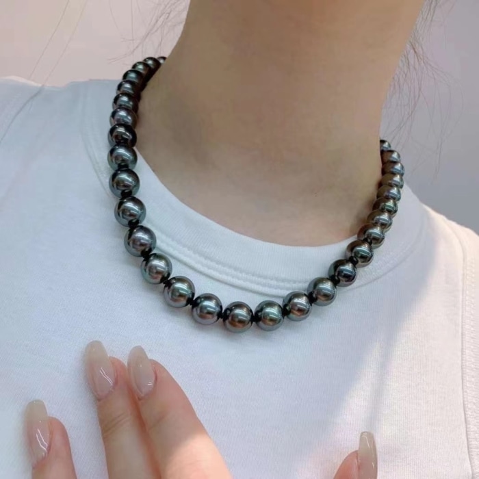9.0-11.0mm AAAA Tahitiperlen Collier – Bild 4