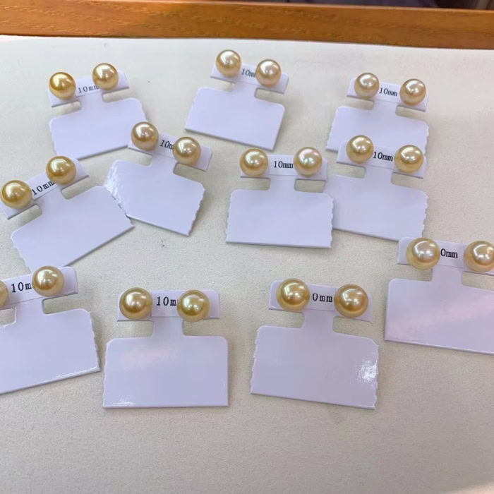 9.0mm AAA runde goldene Südsee Perlen Ohrstecker – Bild 6