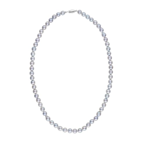 echte silbergraue Akoya Perlenkette Damen mit moderne weissgold Verschluss
