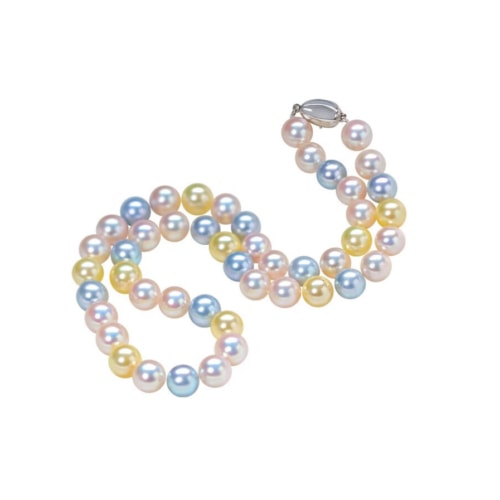 echte Japan Akoya Multicolor Perlenkette Damen aus Gold