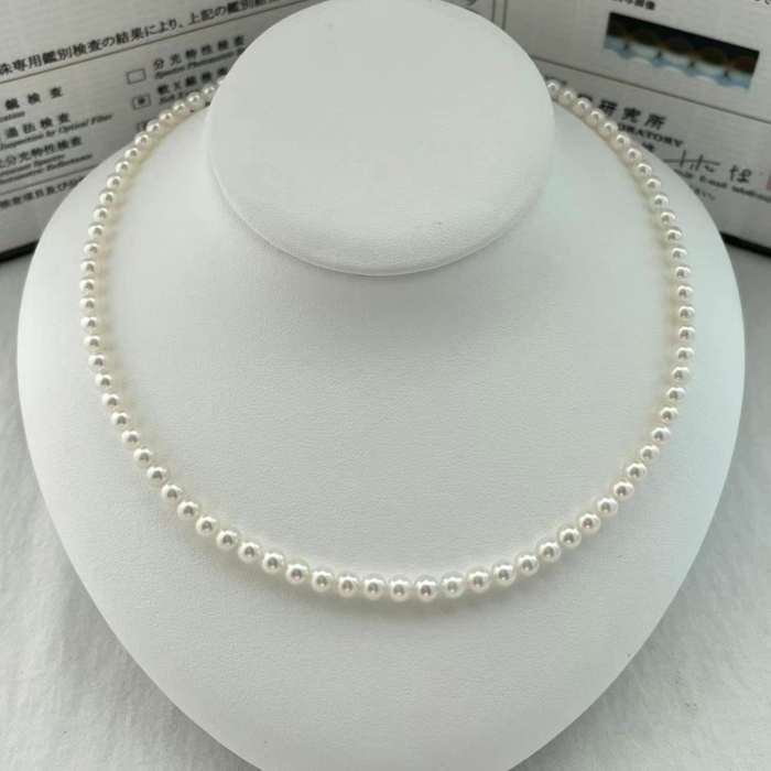 4.0-4.5mm AAA weiße runde Japan Akoya Perlenkette – Bild 2