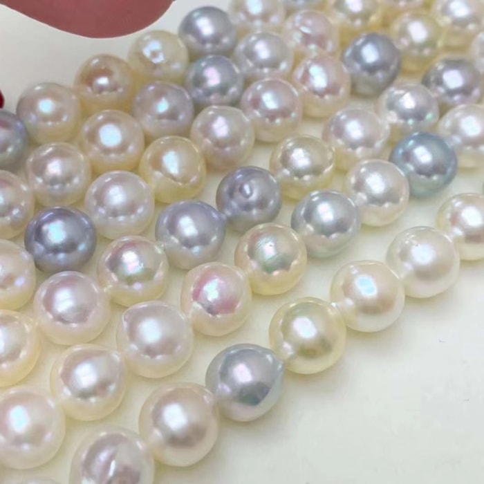 7.5-8.0mm AAA runde Japan Akoya Multicolor Perlenkette – Bild 3