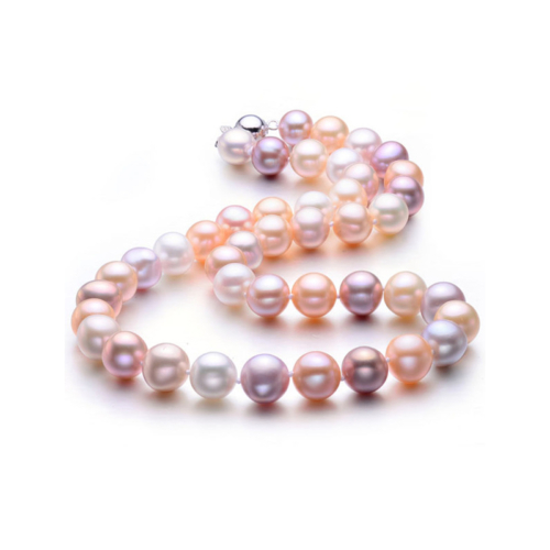 echte Perlenkette Damen mit multicolor Süßwasser Perlen und 925 Sterling Silber Verschluss