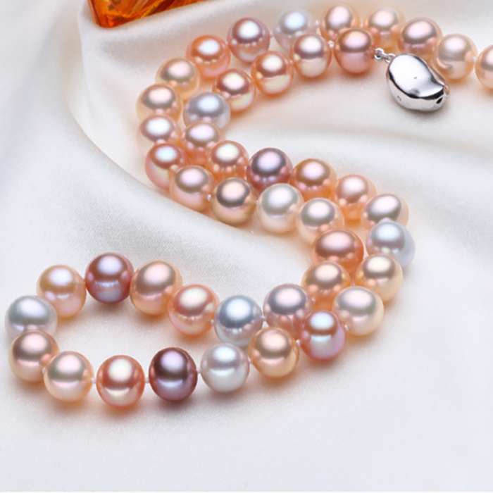 8.0-8.5mm AAA runden multicolor Süßwasserperlen Kette – Bild 4