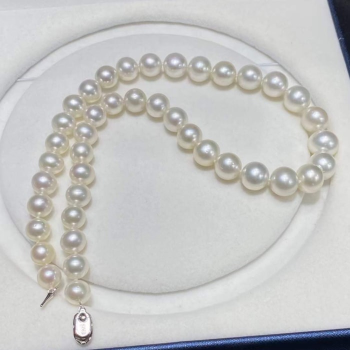 9.0-12.0mm AAA australische weiße Südsee Perlen Collier – Bild 4
