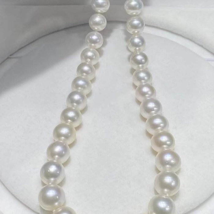 9.0-12.0mm AAA australische weiße Südsee Perlen Collier – Bild 6