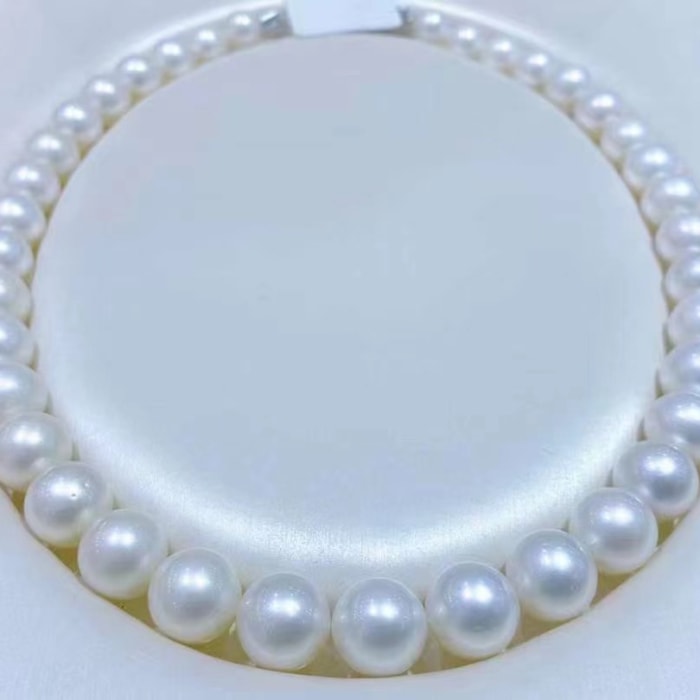 9.0-12.0mm AAA australische weiße Südseeperlenkette – Bild 2