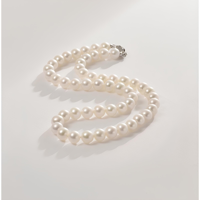 AAA runde weiße Süßwasser Perlenkette-1