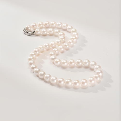 AAA runde weiße Süßwasser Perlenkette-1