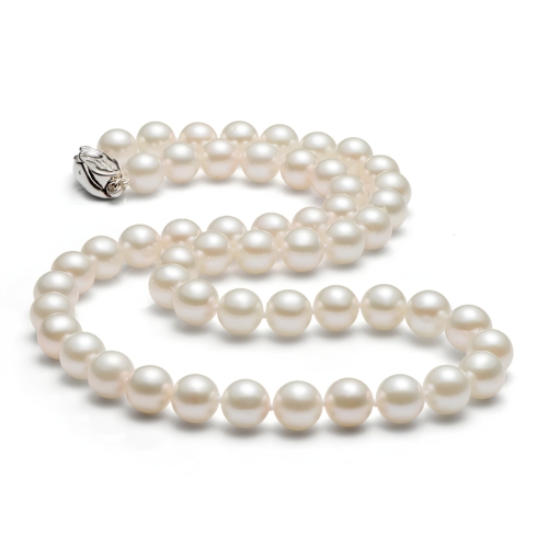 weiße Perlenkette Damen mit echten Süßwasserperlen und 925er Silber Verschluss