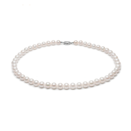 echte weiβe Süßwasser Perlenkette Choker für Damen mit 925 Sterling Silber Verschluss