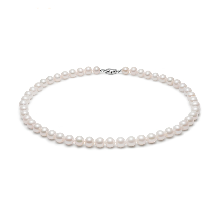 echte weiβe Süßwasser Perlenkette Choker für Damen mit 925 Sterling Silber Verschluss