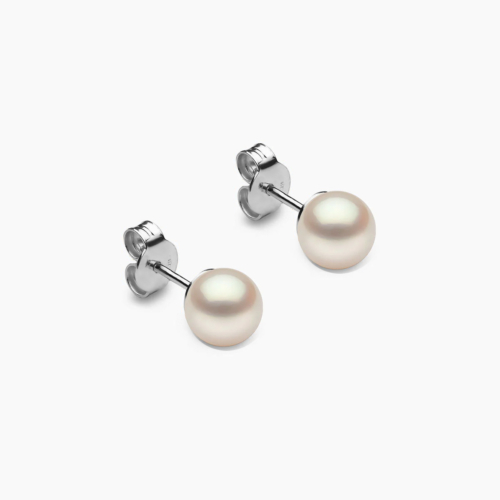 Akoya Perlen Ohrstecker 5.5mm weiβ rund 18k weiβgold