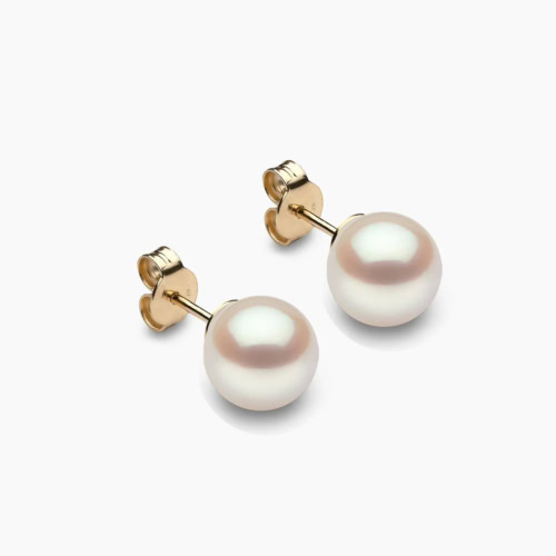 Akoya Perlen Ohrstecker 7.5mm weiβ 18k gelb gold