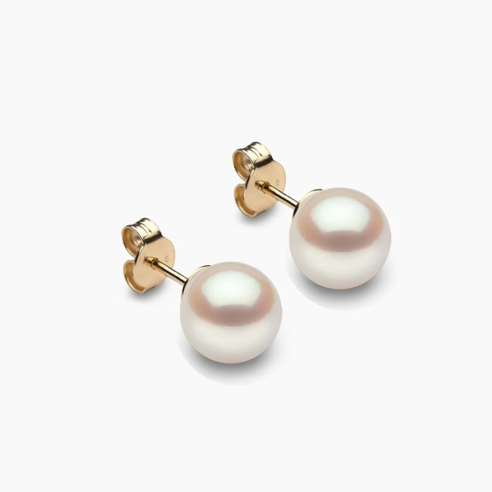 Akoya Perlen Ohrstecker 7.5mm weiβ 18k gelb gold