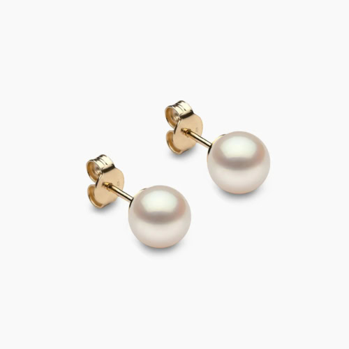 Akoya Perlen Ohrstecker 7mm weiβ 18k gelb gold