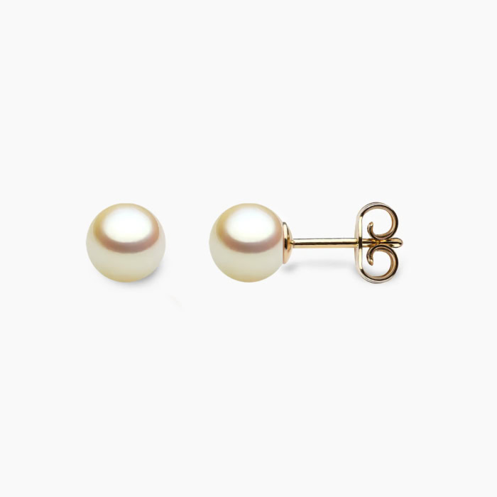 Golden Akoya Perlen Ohrstecker 5.5mm mit 18k gelb Gold