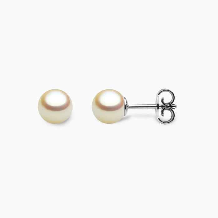 Golden Akoya Perlen Ohrstecker 5.5mm mit 18k weiss Gold