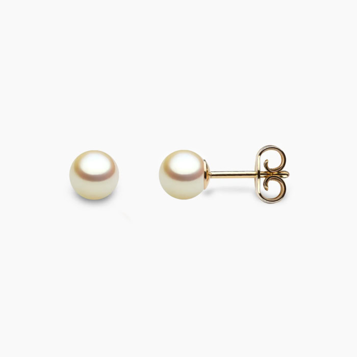 Golden Akoya Perlen Ohrstecker 5mm mit 18k gelb Gold