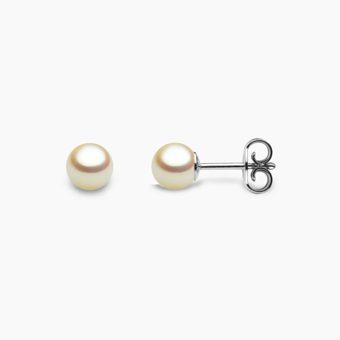 Golden Akoya Perlen Ohrstecker 5mm mit 18k weiss Gold