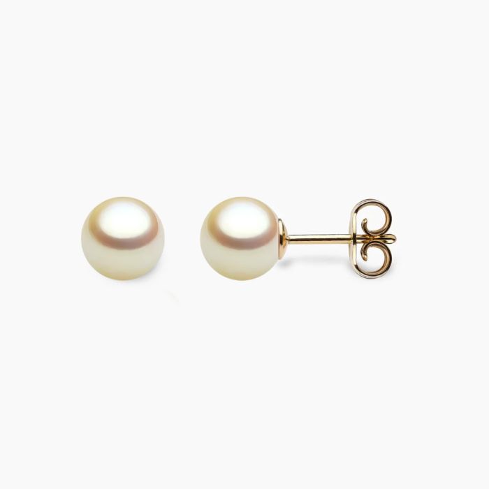 Golden Akoya Perlen Ohrstecker 6mm mit 18k gelb Gold