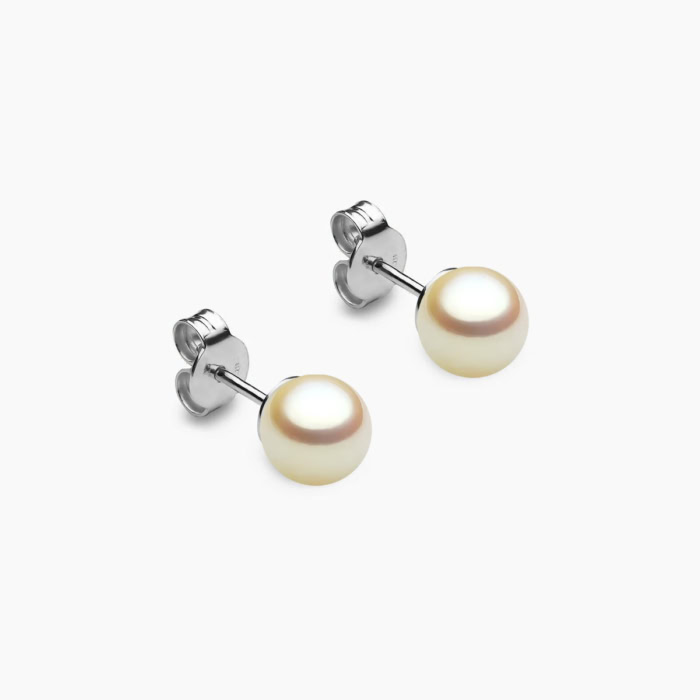 Golden Akoya Perlenohrstecker 5.5mm 18k weissgold