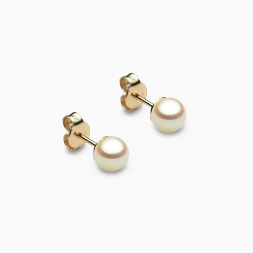 Golden Akoya Perlenohrstecker 5mm 18k Gelbgold