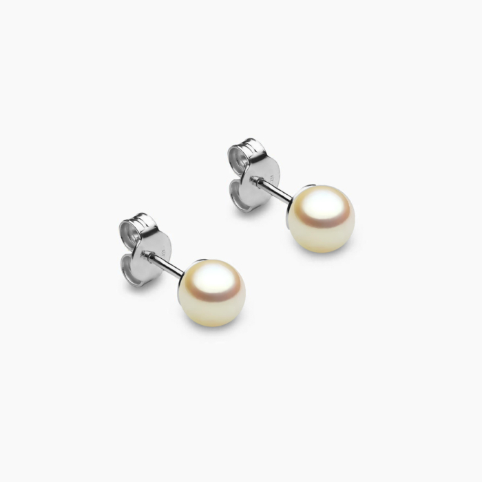 Golden Akoya Perlenohrstecker 5mm 18k weissgold