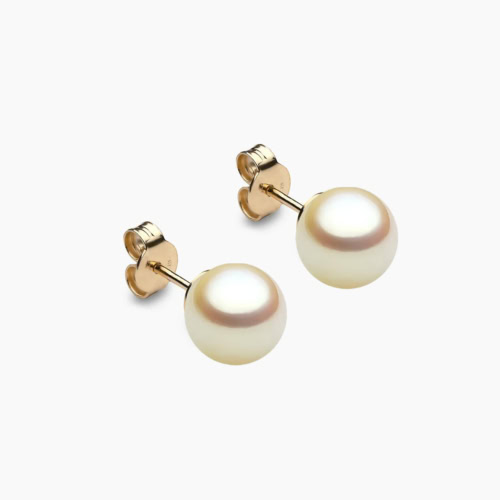 Golden Akoya Perlenohrstecker 7.5mm 18k Gelbgold