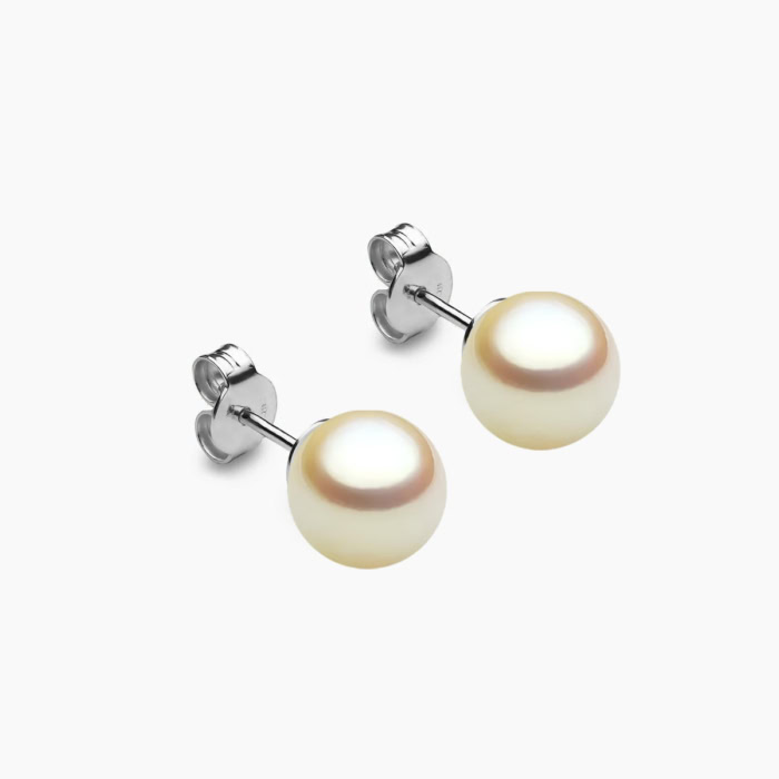 Golden Akoya Perlenohrstecker 7.5mm 18k weissgold
