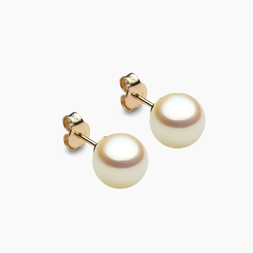 Golden Akoya Perlenohrstecker 8mm 18k Gelbgold