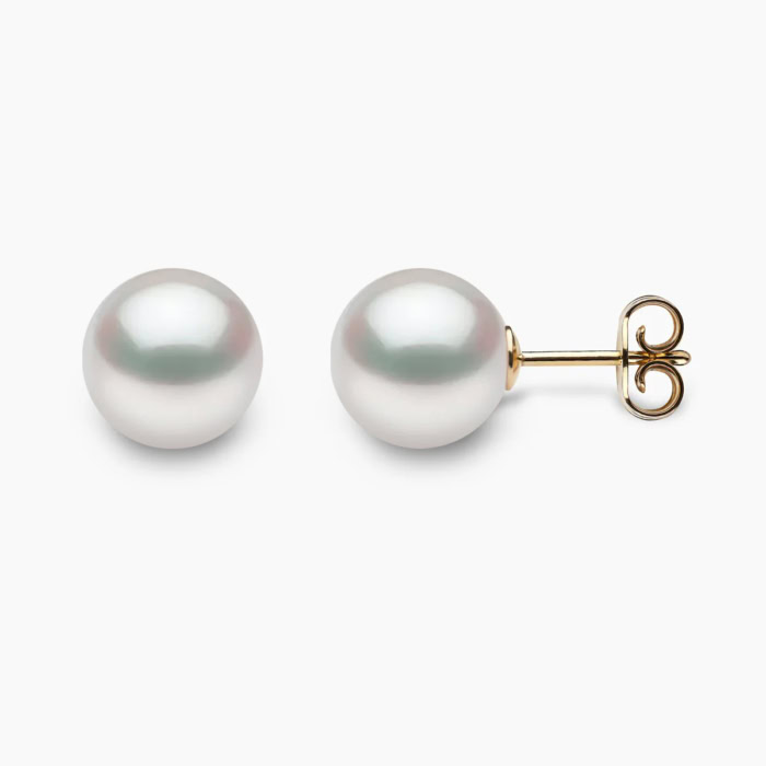 Weiße Südsee Perlen Ohrstecker 10mm mit 18k Gelb Gold