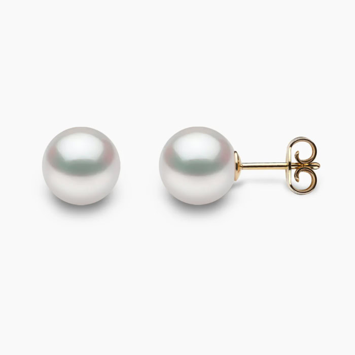 Weiße Südsee Perlen Ohrstecker 8mm mit 18k Gelb Gold