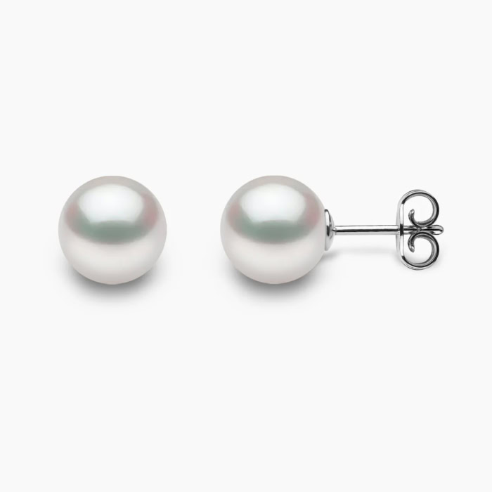 Weiße Südsee Perlen Ohrstecker 8mm mit 18k Weiße Gold