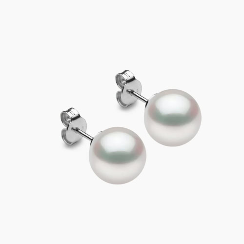 Weiße Südsee Perlenohrstecker 10mm mit 18k Weiße Gold