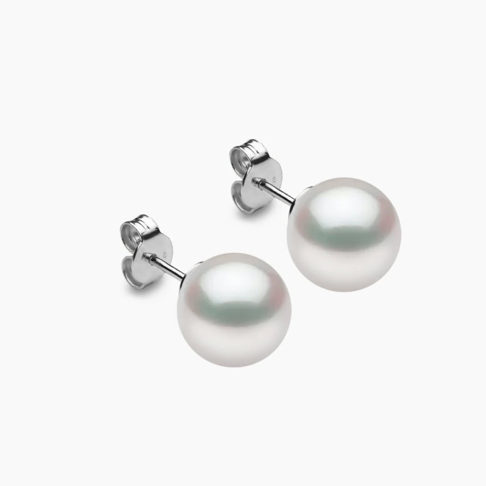 Weiße Südsee Perlenohrstecker 10mm mit 18k Weiße Gold