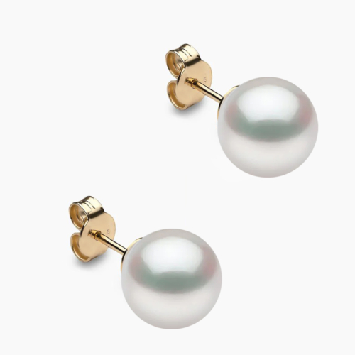 Weiße Südsee Perlenohrstecker 11mm mit 18k Gelb Gold