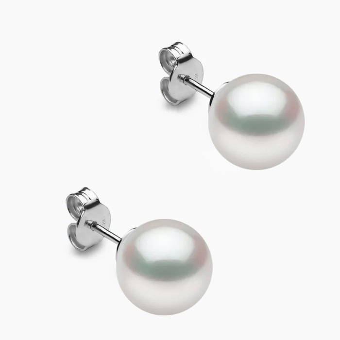 Weiße Südsee Perlenohrstecker 11mm mit 18k Weiße Gold