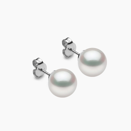Weiße Südsee Perlenohrstecker 8mm mit 18k Weiße Gold