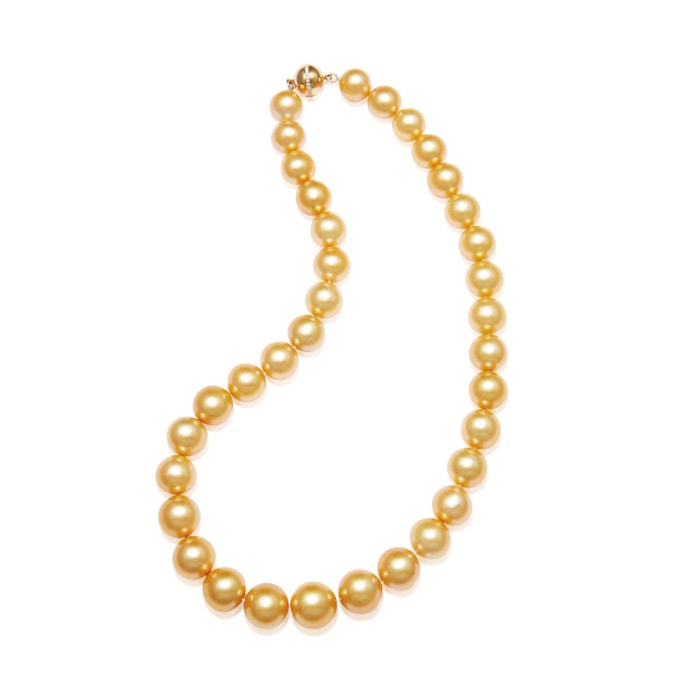 9.0-11.0mm AAAA runde goldene Südsee Perlen Halskette