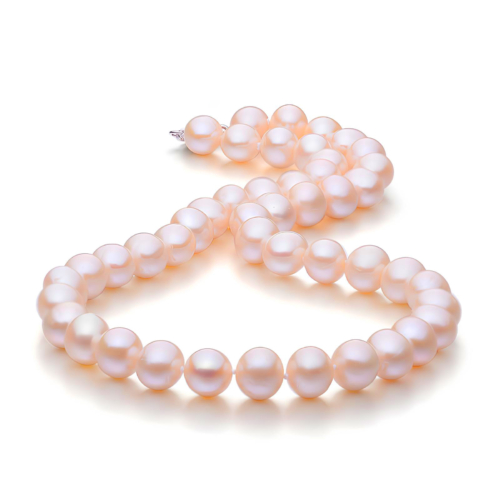 moderne Perlenkette Damen mit echten rosa Süßwasserperlen
