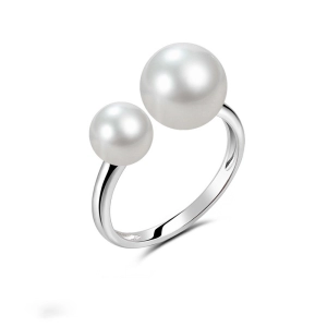 weiße Süßwasserperlen Ring aus Silber Ring mit Perlen Silber