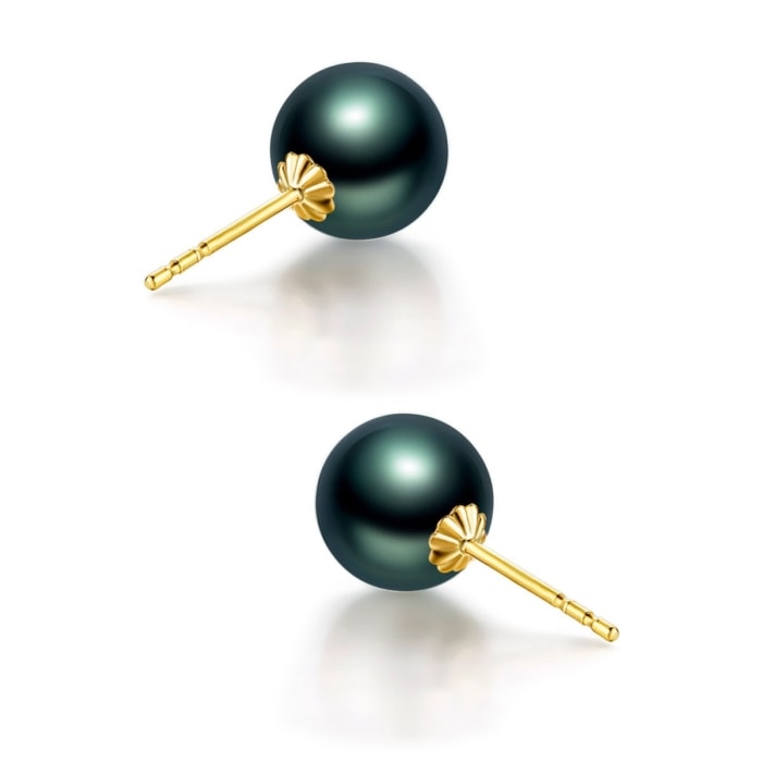 13.0mm AAA runde schwarze Tahiti Perlen Ohrstecker