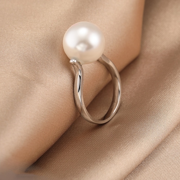 Silber Ring mit Perle 11.5mm AAA weiß – Bild 5