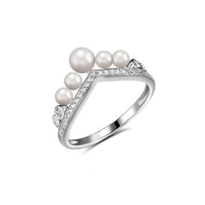 Weiβgold ring aus Akoya Perlen mit Diamanten Ring mit Perlen Weiβgold mit Diamanten