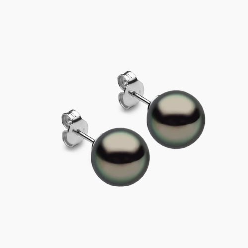 Tahiti Perlen Ohrstecker 10mm 18K Weiss Gold