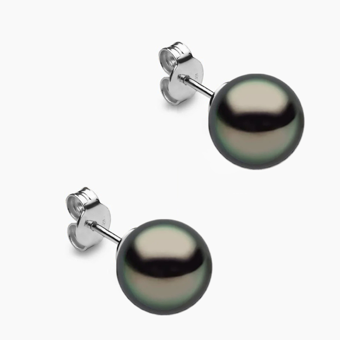 Tahiti Perlen Ohrstecker 11mm 18K Weiss Gold