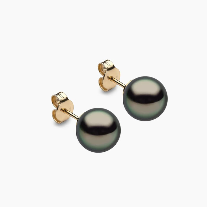 Tahiti Perlen Ohrstecker 8-9mm 18K Gelb Gold