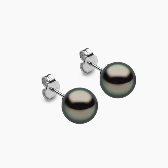 Tahiti Perlen Ohrstecker 8-9mm 18K Weiss Gold